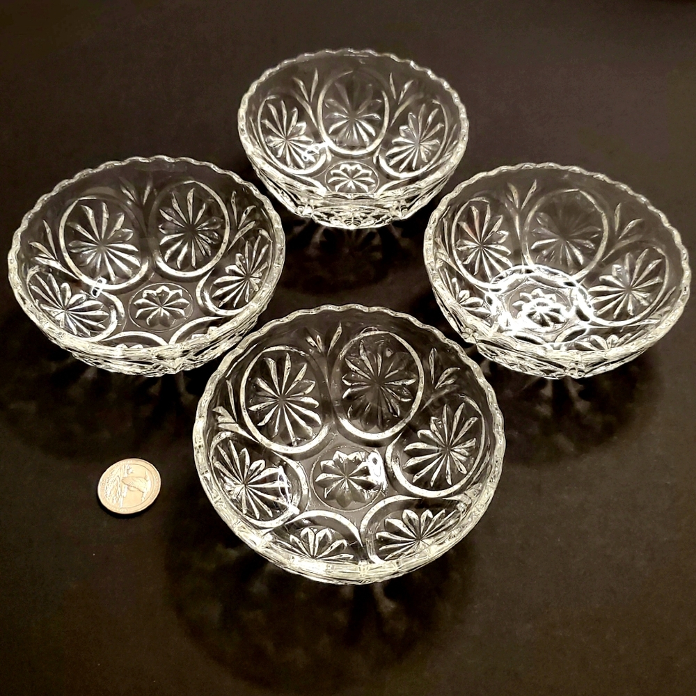 4pc Set 4 1/2" Medallion Clear by Anchor Hocking